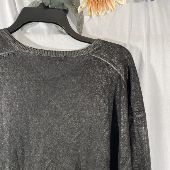 NEW Zara Knit [ Small ]‎ V Neck Metallic Long Sleeve Top Sweater Black/Gold - Picture 12 of 14